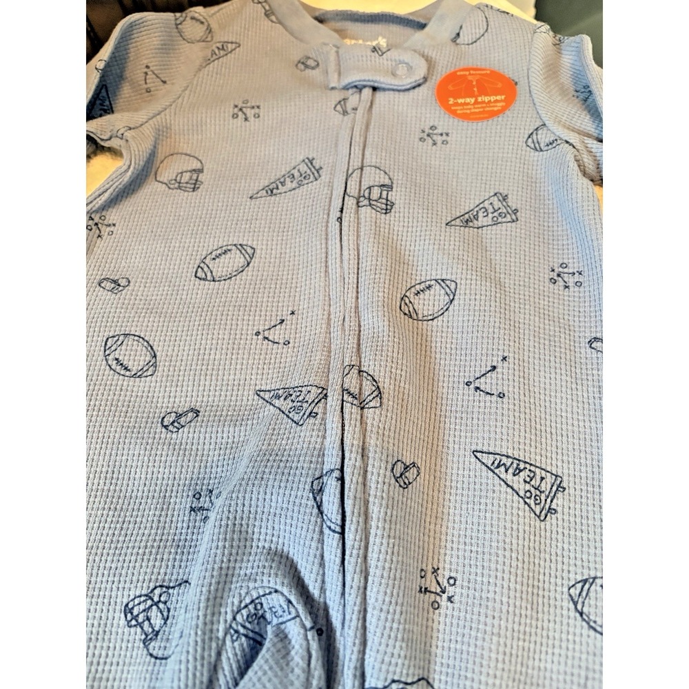 Carter's Just One You Waffle-knit Football Sleeper in Blue - 3M - Picture 2 of 3